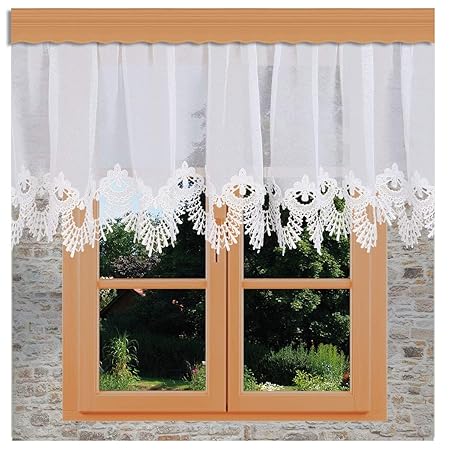 Stores von kollektion.MT Edler Spitzen-Store Nastja Weiß mit aufwändig eingearbeiteter 15cm Breiter gebogter Fächerspitze aus