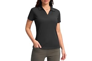 SANTINY Women's Golf Shirt Collared V-Neck Casual Work Tennis Tops UPF50+ Collared Polo Shirts for Women
