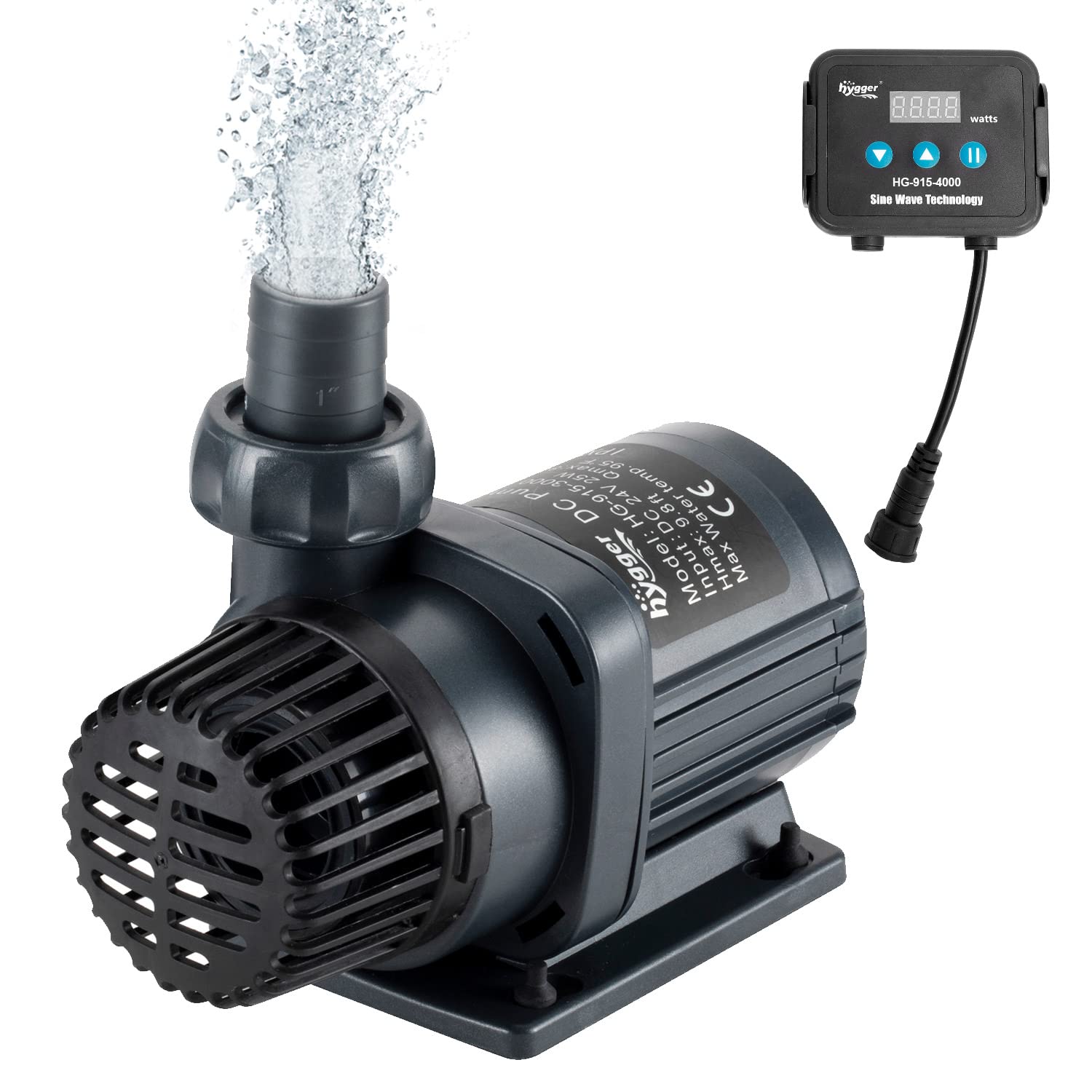 Photo 1 of **MISSING PARTS**MINOR DAMAGED**USED***hygger 1060GPH Quiet Submersible and External 24V Water Pump, with Controller (30%-100% Settings), Powerful Return Pump for Fish Tanks, Aquariums, Ponds, Fountains, Sump, Hydroponics (33W, 13.1ft).