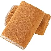 sense gnosis Super Soft Orange Hand Towels Terry Striped Weave Pattern Ultra Absorbent 100% Cotton Towel for Bathroom 13 X 29 Inch, 2 Pieces