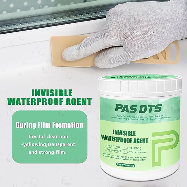 PAS DTS 35OZ/1000G INVISIBLE WATERPROOF AGENT, WATERPROOF ANTI-LEAKAGE AGENT, TRANSPARENT WATERPROOF INSULATING SEALANT, WATERPROOF SEALANT IS SUITABLE FOR BOTH INDOOR AND OUTDOOR USE