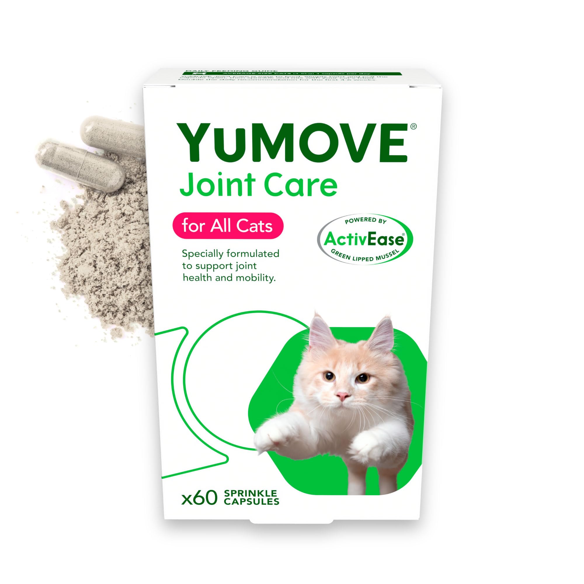 YuMOVE Cat Joint Supplement for Joint Care & Joint Aid, with Glucosamine, Chondroitin & Green Lipped Mussel for Cats of All Ages & Breeds, 60 Capsules
