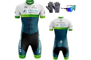 HECLOK Mens Cycling Skinsuit Padded One Piece Trisuit Bike Top Short, Mens Pro Trisuit Triathlon Suit,Running Swimming