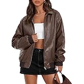 MEROKEETY Women's Winter Spring Oversized Faux Leather Jacket 2026 Fall Zip Up Motorcycle Coats Fashion Outfits Clothes