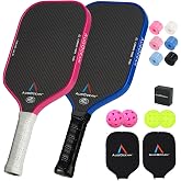 Pickleball Paddles,USAPA Approved Pickleball Paddle Set Pro | 3K Raw Carbon Fiber Textured Surface with High Grit &amp; Spin,16mm Durable T700SC Carbon Fiber Pickle Ball Rackets for Men,Women &amp; Families