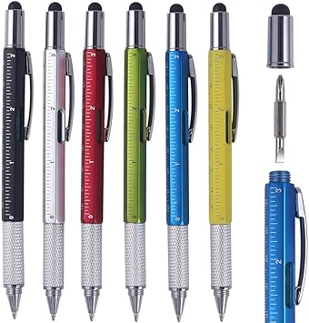 Amazon Ipienlee 6イン1 マルチツール テック ツールペン 定規 レベレージ ボールペン スタイラス スクリュードライバー 2本 男性やお父さんへのクリスマスプレゼントに 6色 多機能ボールペン 文房具 オフィス用品
