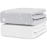 Newton Baby Fitted Crib Sheet 2-Pack, Organic Cotton, Grey &amp; White | Baby Crib Sheet, Fitted, Breathable, Ultra-Soft, Organic Cotton, Fits All Standard Cribs, Machine Washable, 2-Pack