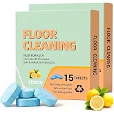 30Pcs Floor Cleaning Solution Tablets, Lemon Scent, Fast Dissolving Floor Cleaner for Tile, Vinyl, Laminate &amp; Hardwood Floors, Safe for Mopping Robot Vacuums and Cordless Wet/Dry Vacuum Mop Cleaners
