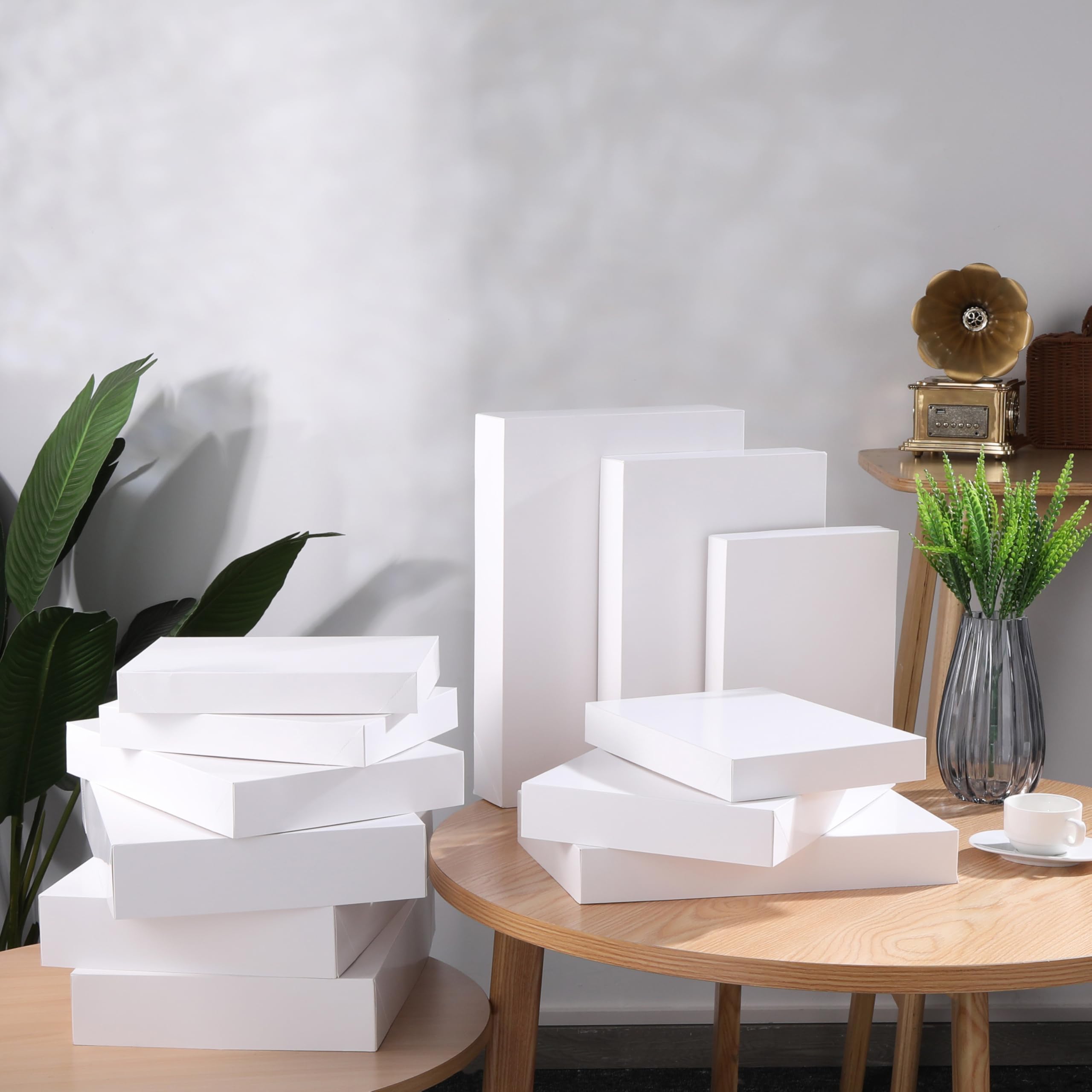 SUNCOLOR 12 Pack White Gift Boxes with Lids Assorted Sizes (4 Boxes 11