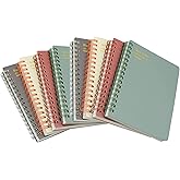 Yansanido Spiral Notebook, 8 Pcs 4 Color A6 Size Thick Plastic Hardcover 8mm Ruled Paper 80 Sheets (160 Pages) Journal for School and Office Supplies (8 Pcs A6)