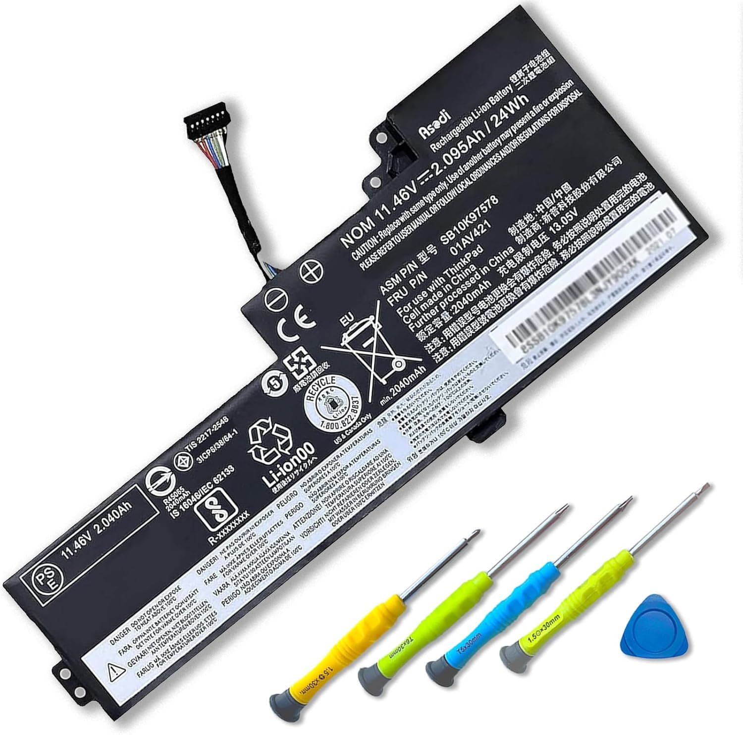 Photo 1 of ASODI 01AV421 01AV419 T470 T480 Laptop Battery for Lenovo ThinkPad A475 A485 TP25 Series 01AV420 01AV489 SB10K97576 SB10K97577 SB10K97578 Internal Battery 11.46V 24Wh