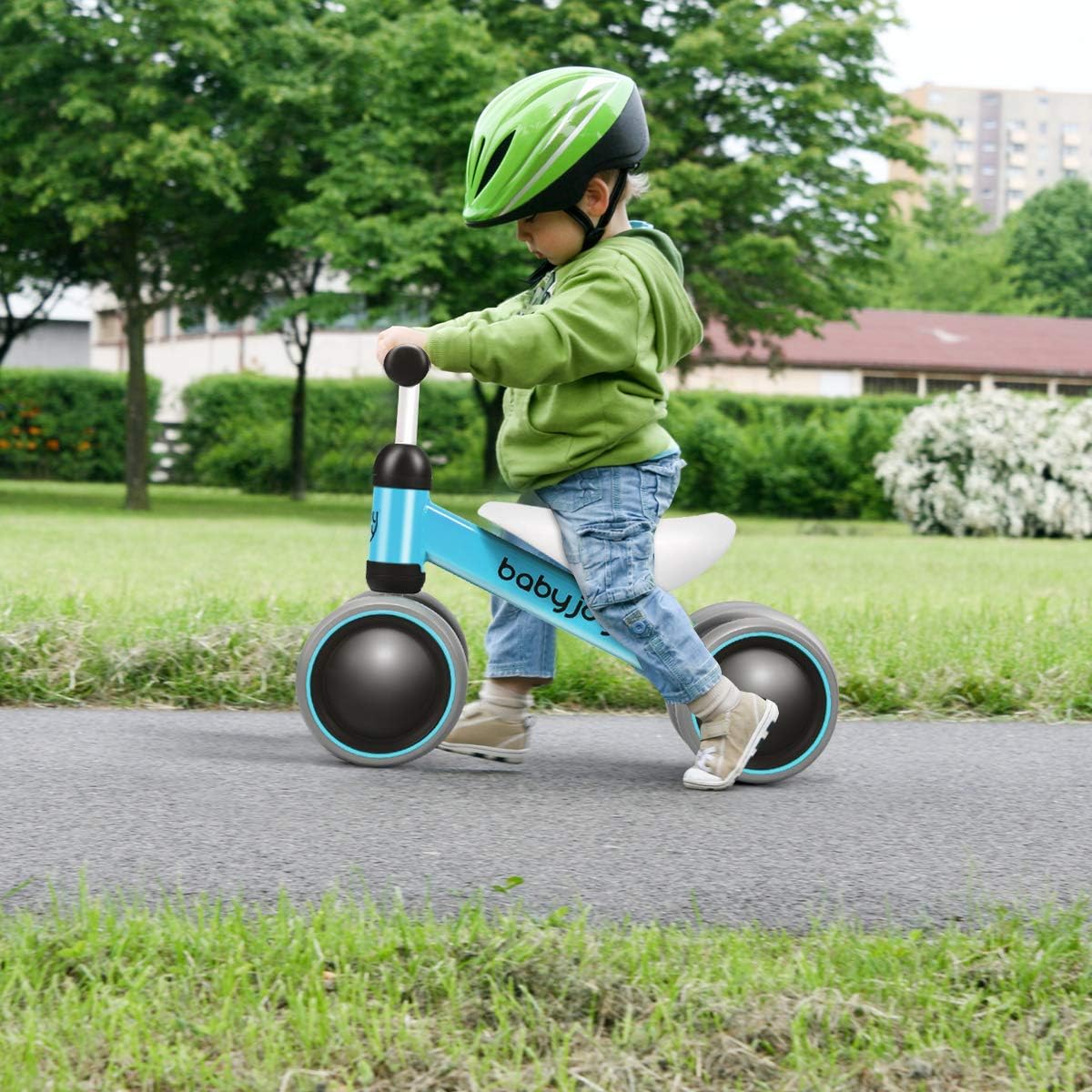BABY JOY Baby Balance Bikes, Baby Bicycle, Children Walker Toddler Baby Ride Toys for 9-24 Months, Ride-on Toys Gifts Indoor Outdoor for 1 Year Old, No Pedal Infant 4 Wheels Bike (Blue): Toys & Games
