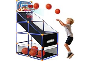 NEUBSAW LED Arcade Basketball Game Set w/Electronic Scoreboard for Kids, Boy Toys Basketball Hoop with 4-5 Balls for 3-12 Years Old, Adjustable Height w/Pump & Storage Net for Indoor Outdoor Sports Play