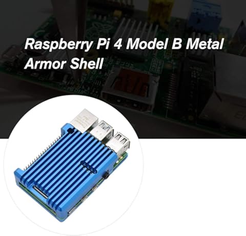 Raspberry Pi 4 Modelo B Caja de aleación de Aluminio CNC Carcasa de Armadura de Metal con disipadores de Calor para Ventiladores Raspberry Pi 4B-NO (Azul) ESjasnyfall