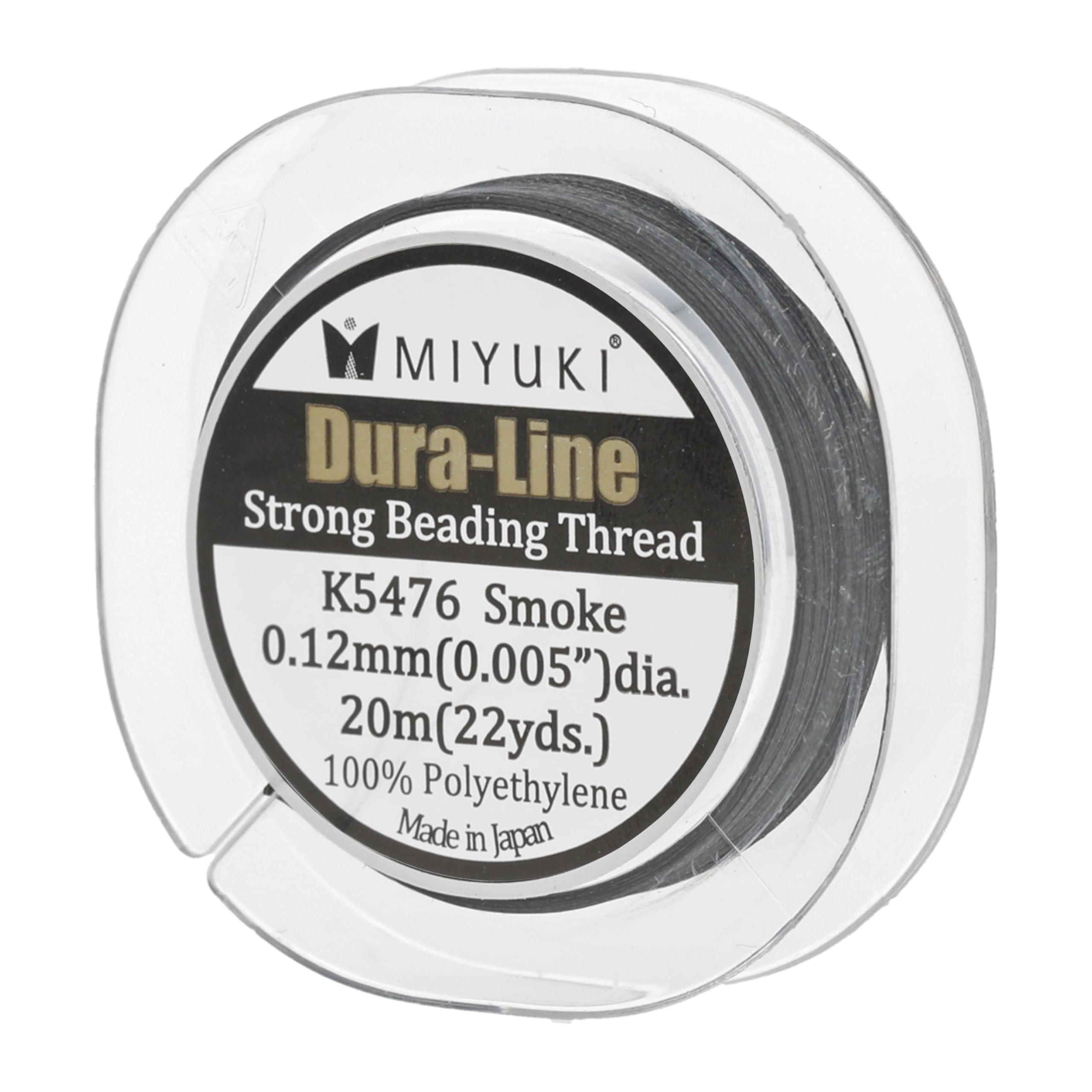 Miyuki Dura-Line Beading Thread – Durable Braided String, Smoke, 0.12 mm in Diameter, 20-Meter Spool