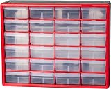 Akro-Mils 10124 24-Drawer Plastic Storage Cabinet Red 50.8 W x 16 D x 40.6 H view 9