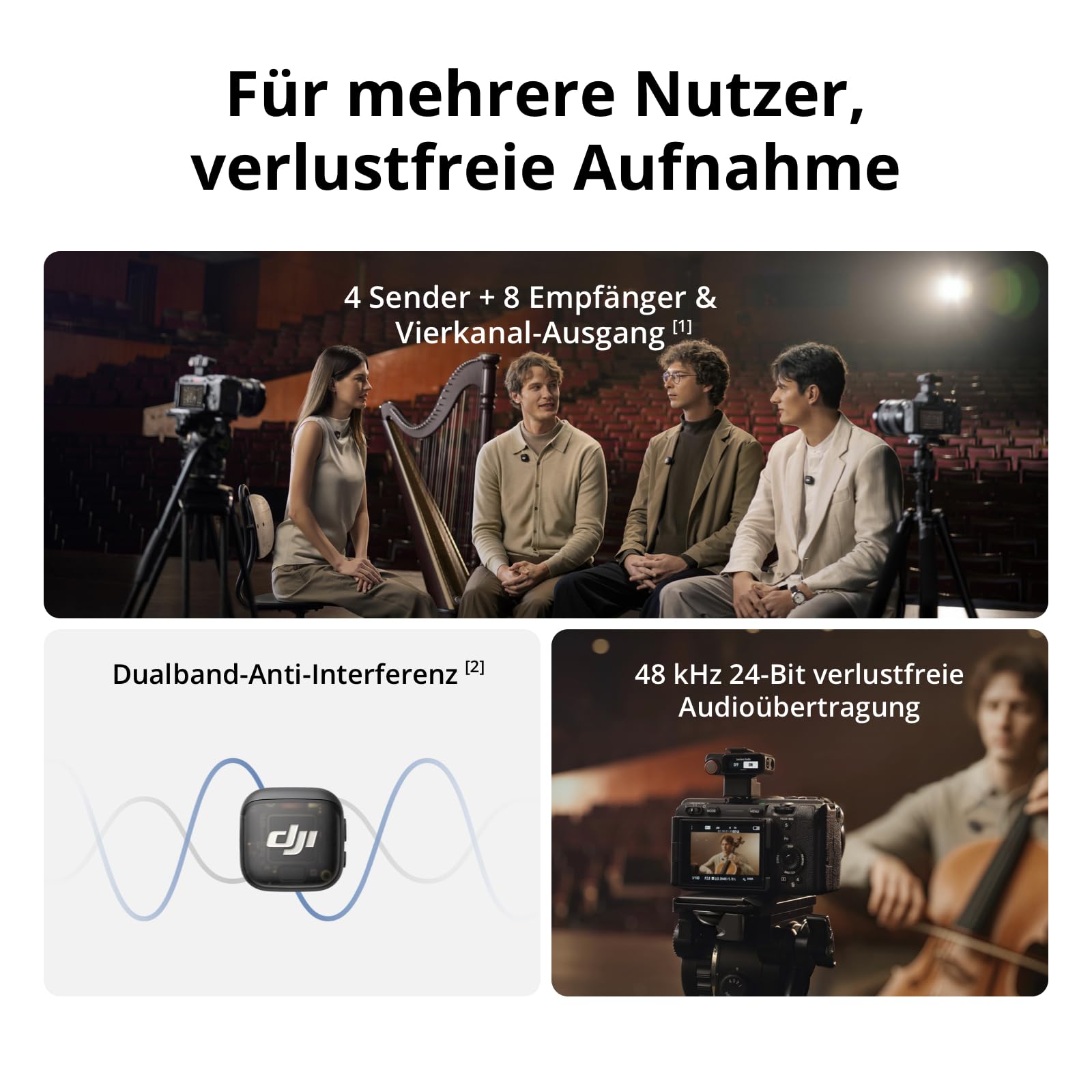 DJI Mic 3 (1 Sender + 1 Empfänger), drahtloses Lavalier-Mikrofon für iPhone/Kamera/Android, Ultraleicht, verlängerte Laufzeit & Schnellladung, 400 m Übertragung 2