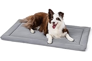 PELZIN Cybarmour Chew Proof Dog Crate Pad - Outdoor Indestructible Dog Bed - Tough - Potable - Machine Washable - Water & Dirt-Resistant - Large Breeds & Fits 36-Inch Crate - 35"x22", Limestone