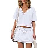 Panadila Womens Workout Set 2 Piece Outfits Skirt Set Matching Sets Crop Tops and Skirt with Shorts Sets with Pockets(White,M)