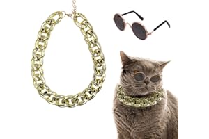 Cat Sunglasses Cat Costume Sunglasses Collar Chain Small Dog Sun Glasses Dolls Round Sunglasses Party Cosplay Costume Photo P