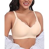 Ganado Scalloped Wireless Bras for Women Seamless No Underwire Bra Full Coverage Padded Comfortable Bralettes