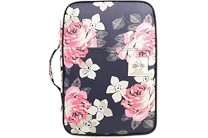 JAKAGO Travel Portfolio Organizer Waterproof A4 Document Bag Multifunctional Travel Note Pouch Zippered Case for Notebook, Ipad, Journals, Sketch Books (flowers2)