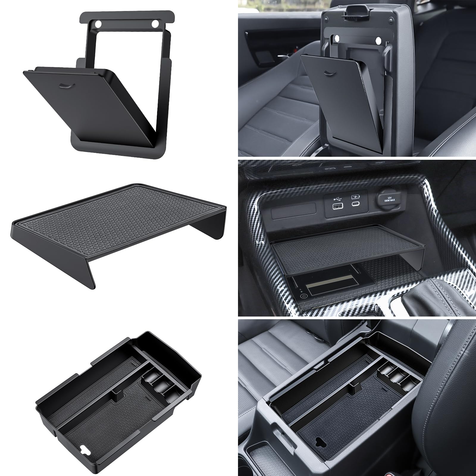Photo 1 of SwiftGaze Center Console Organizer for 2023-2025 Honda CR-V, Armrest Storage Tray with Magnetic Hidden Organizer Charging Station Caddy, ABS Car Interior Accessories OEM Style Leather Texture-3PCS