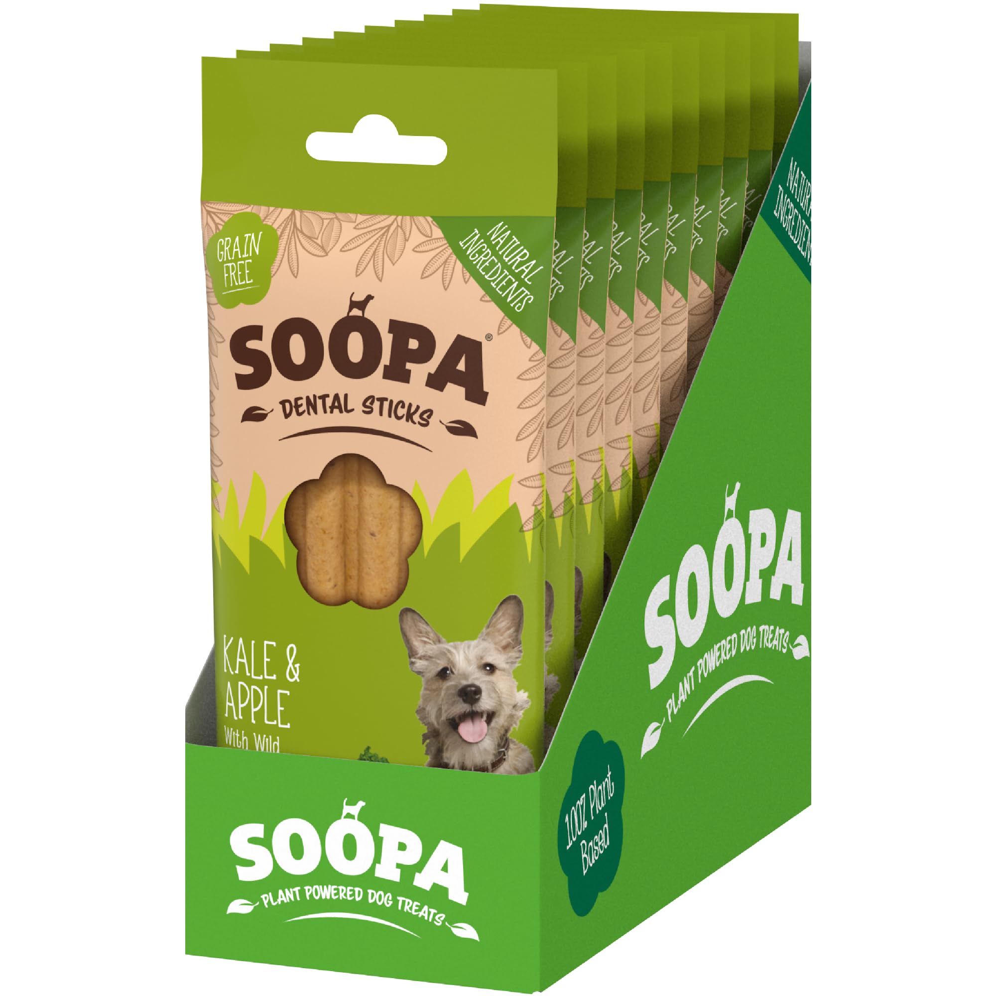 10 Pack Soopa Kale & Apple Natural Dog Dental Sticks