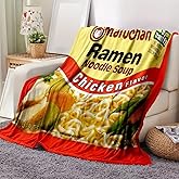 Noodle Soup Chicken Flavor Ramen Blanket, Noodle Blanket, Funny Instant Ramen Noodle Gift Soft Cozy Lightweight Flannel Blanket Plush Throw Blankets for Couch Sofa Bed (50"x40")