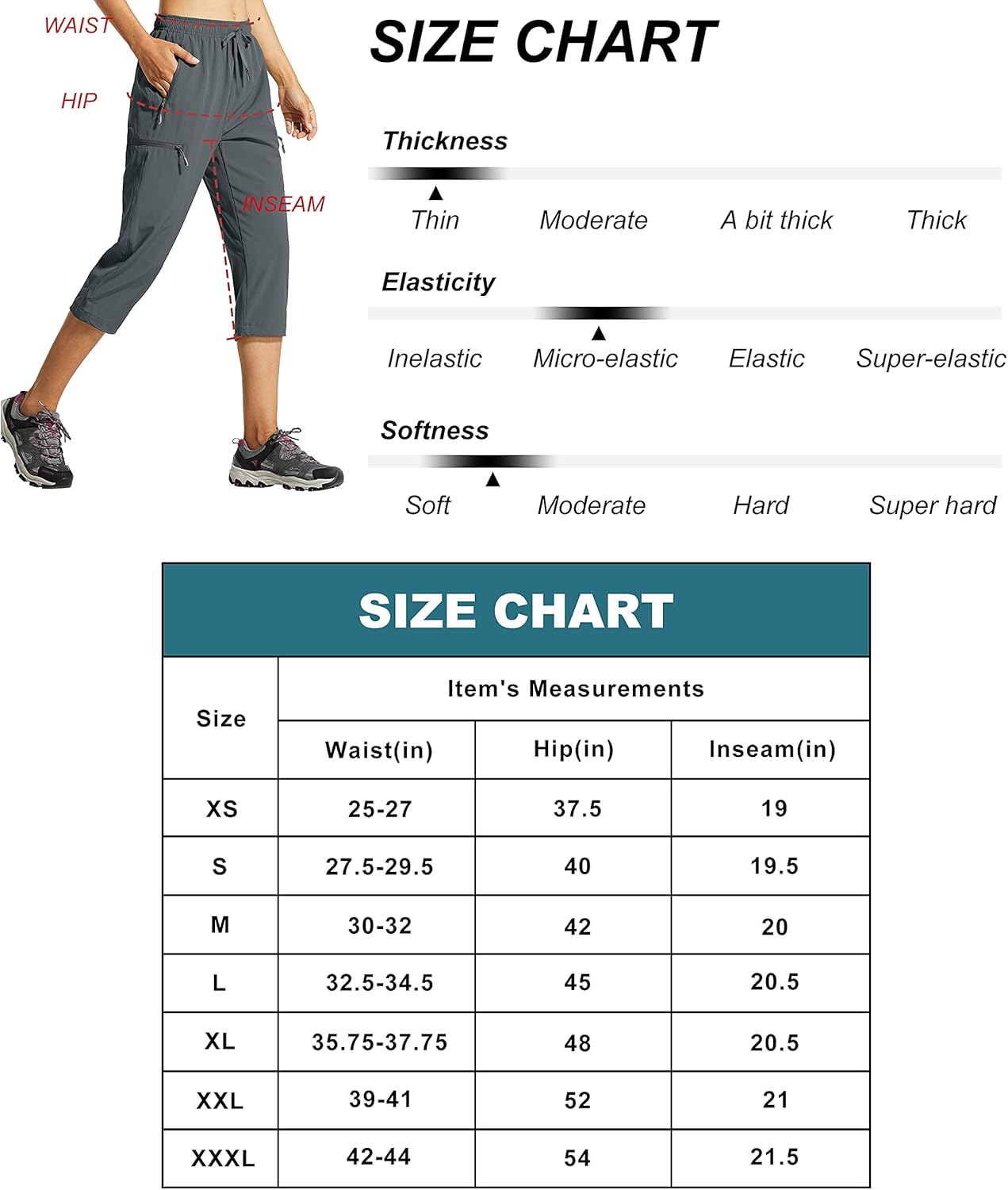 Libin Women's Cargo Hiking Pants Lightweight Quick Dry Capri Pants Athletic Workout Casual Outdoor Zipper Pockets at  Women’s Clothing store