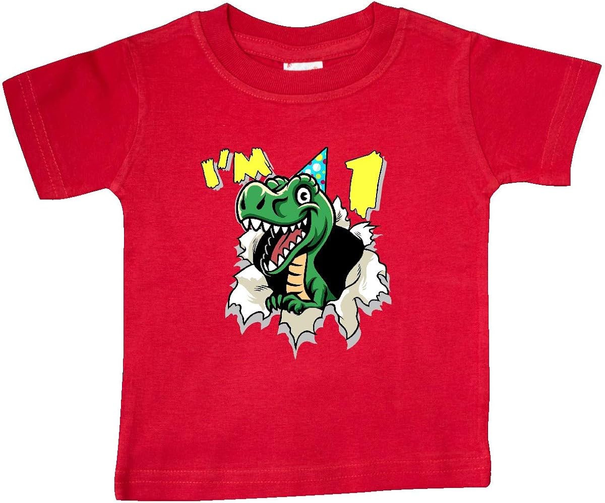 inktastic I'm 1 Dinosaur Baby TShirt Clothing
