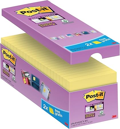 Post-It Bloc de notas adhesivas, 76 x 76 mm, Amarillo: Amazon.es: Oficina y papelería