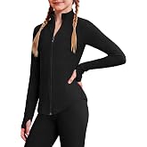 Arshiner Girls Zip Up Athletic Jacket Kids Lightweight Horse Riding Shirts | Thumbholes Long Sleeve, Stretchy, Anti-Pinch, Workout, Yoga, Running, Outerwear Jackets, Fall Coats, 5-14 Y