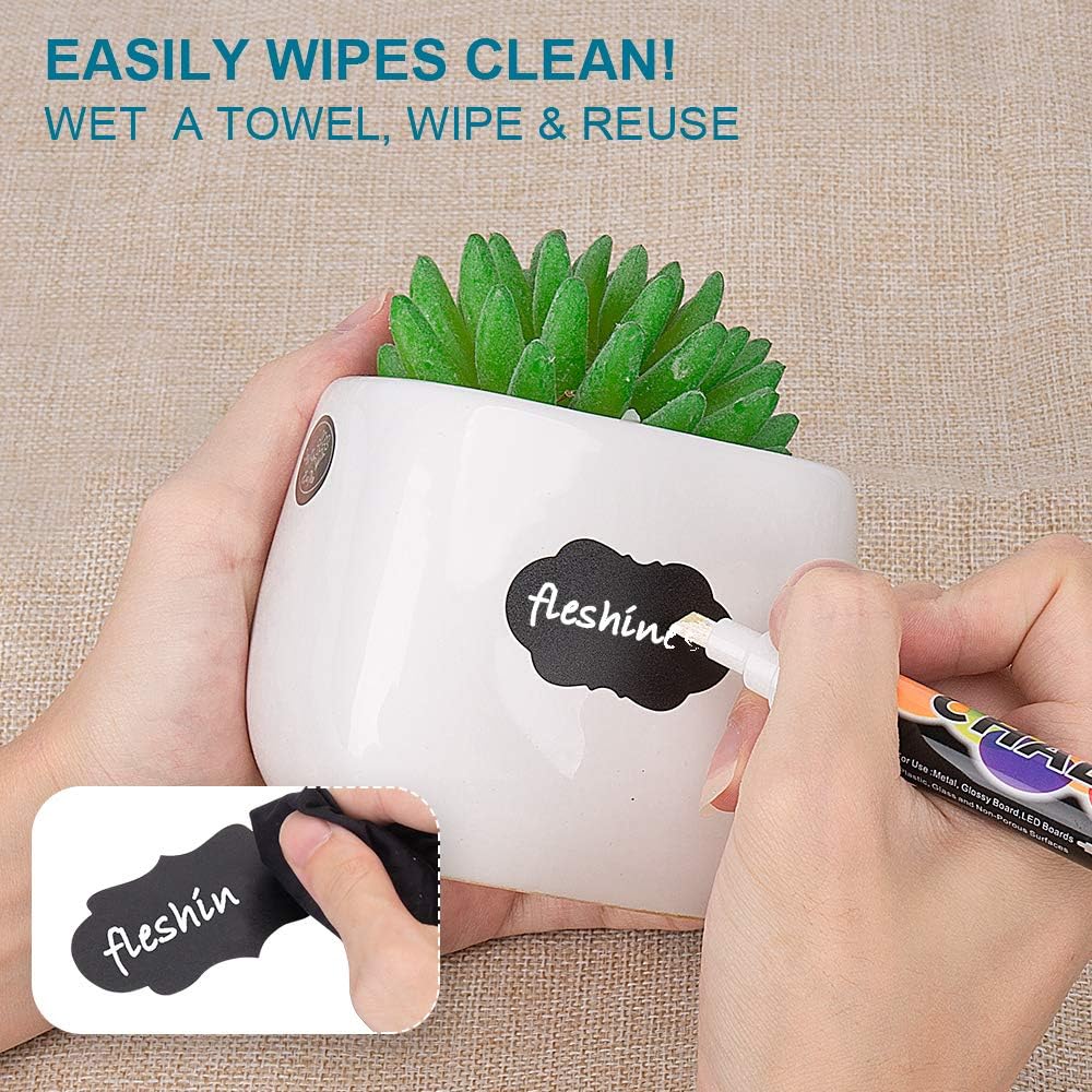 208PCS Chalkboard Labels Stickers, Waterproof Removable Erasable Decorative Premium Label Sticker with Chalk Marker for Pantry, Bottles, Mason Jars, Containers, Organize Your Kitchen&Office (White marker) : Office Products