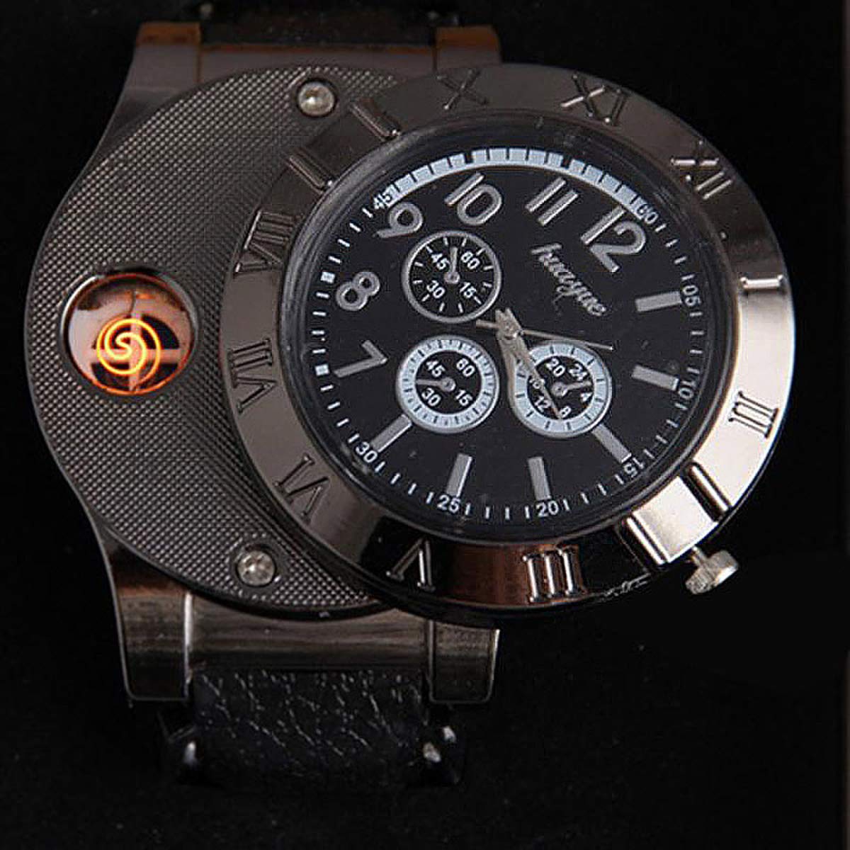 Findtime Men Digital USB Cigarette Lighter Watch Novelty Windproof