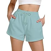 Women's Sweat Shorts Sweatshorts Summer Lounge Cotton Drawstring Cute Fleece Shorts with Pockets Athletic Running Active Elastic Jersey French Terry Shorts 2025 Women Cloth Sweatpants Trendy