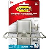 Command Soap Dish, Satin Nickel, 1 Holder, 2 Strips | For Bathroom Organization, Water Resistant, Damage-Free Hanging with Adhesive Strip, No Tools