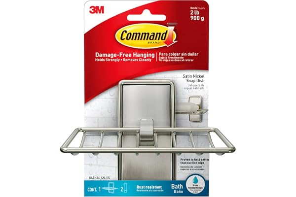 Command Bath Soap Dish: 1 Dish with Water Resistant Strips (Satin Nickel)
