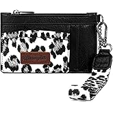 Montana West X Wrangler Credit Card Holder Leopard Print Womens Wallet Slim Credit Card Wallets, Card Cases & Money Organizers Keychain Wallet with Wristlet Strap