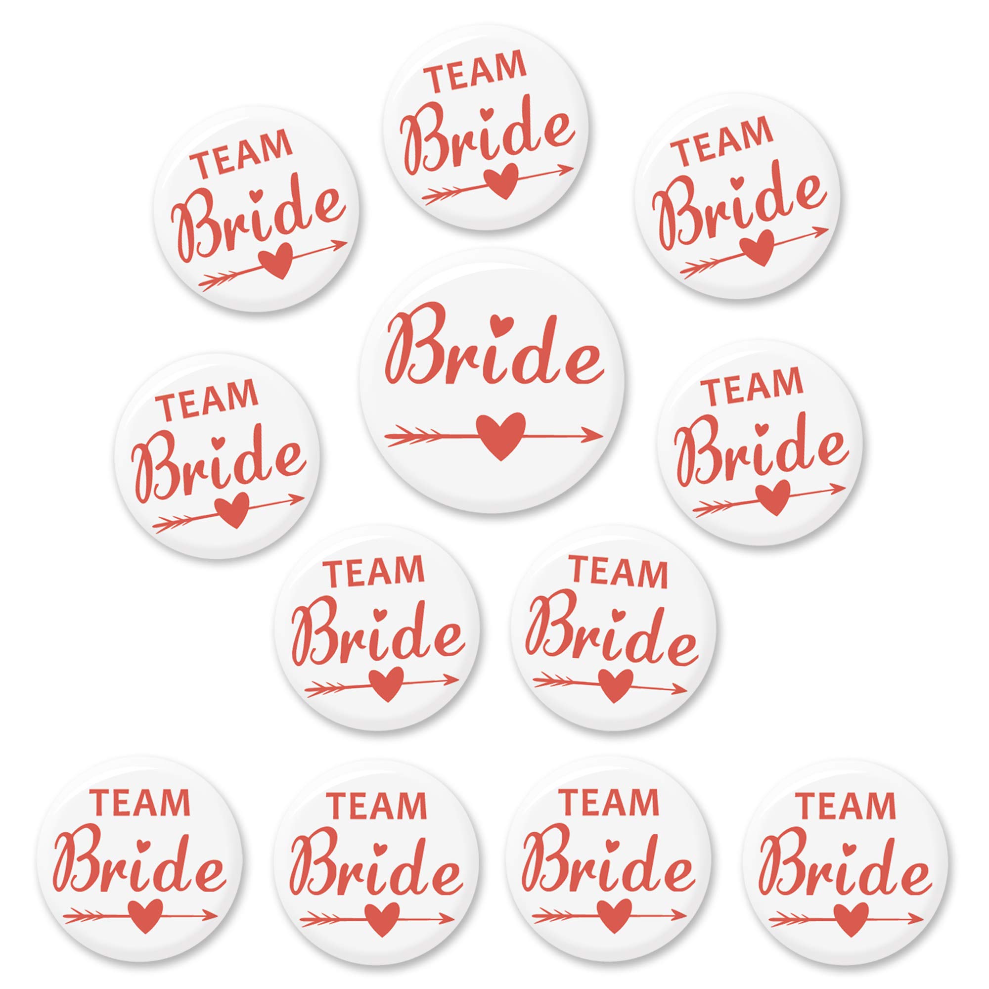Konsait Hen Party Badges - Pack of 12 (11 Team Bride, 1 Bride) - Bachelorette Accessories, Favors, and Bag Fillers for Hen Do