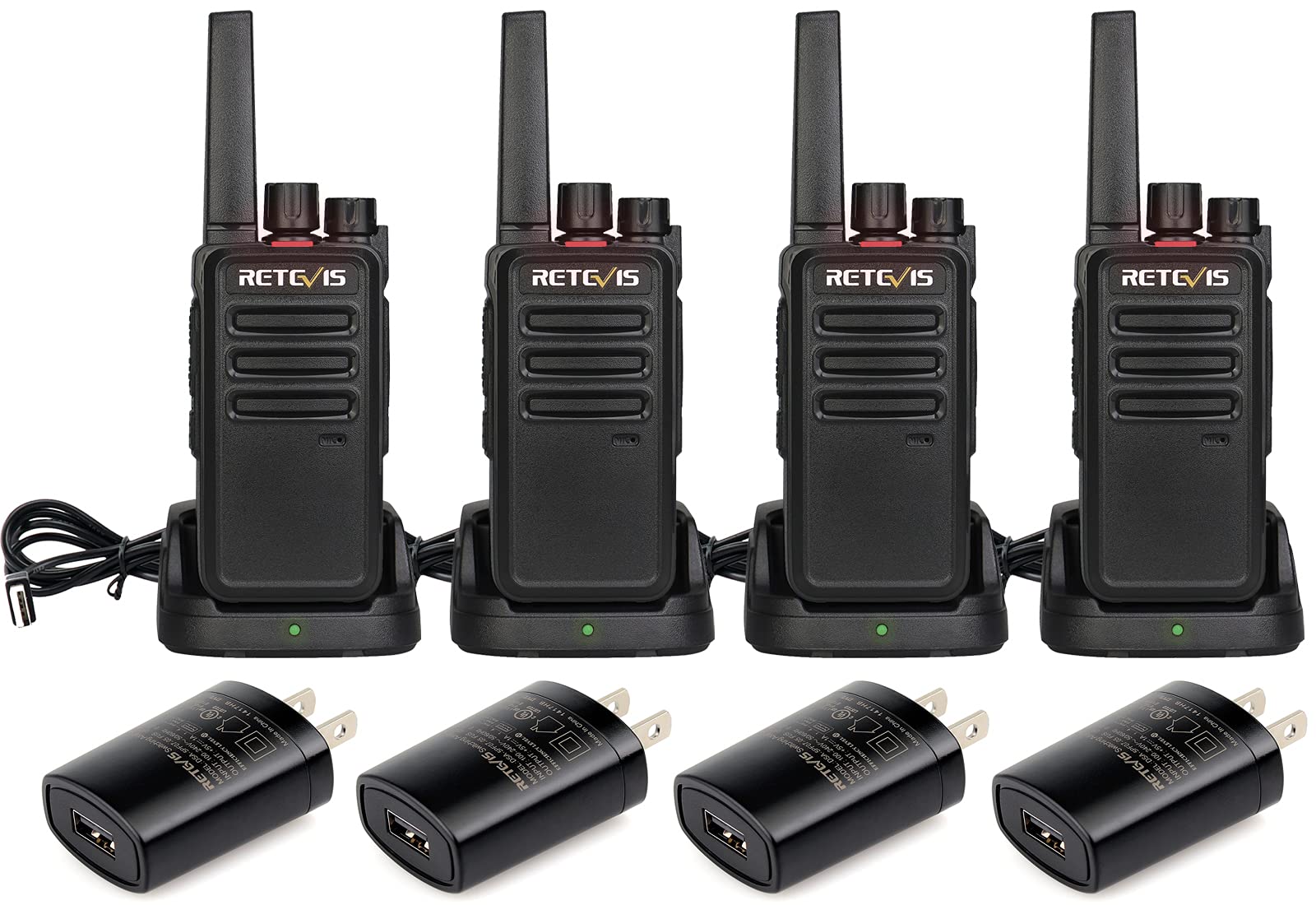Photo 1 of Retevis RT68 Walkie Talkies for Adults, 2 Way Radios Long Range, Hands Free, 1200mAh Battery, Portable Walkie Talkie Rechargeable with USB Charging Base, for Hunting Hiking (4 Pack)