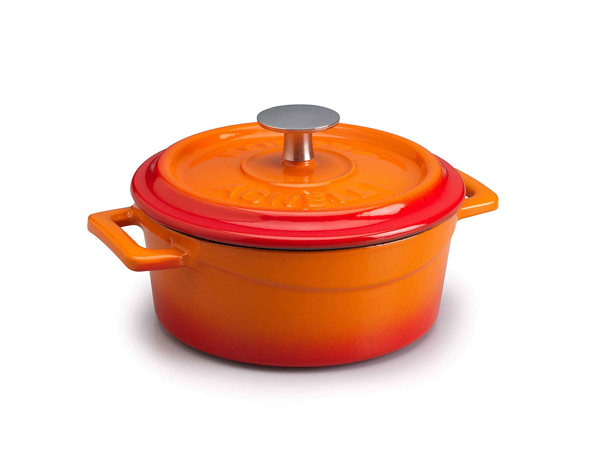 Pentole Agnelli COGHSRP10410O Slowcook Casserole with Handles and Lid, Cast Iron, Orange, 0.36 L