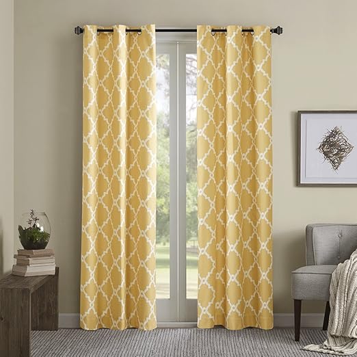 Modern Contemporary Grommet Room Darkening Curtains For Bedroom Alex Geometric Chevron Window Curtains 2 Panel Pack