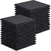 24 Pieces Slate Drink Coasters, GOH DODD 4 Inch Black Coasters Stone Coaster Set, Laser Engraving Blanks with Anti-Scratch Bottom for Home Office Kitchen Housewarming Gifts Wedding Party, Square