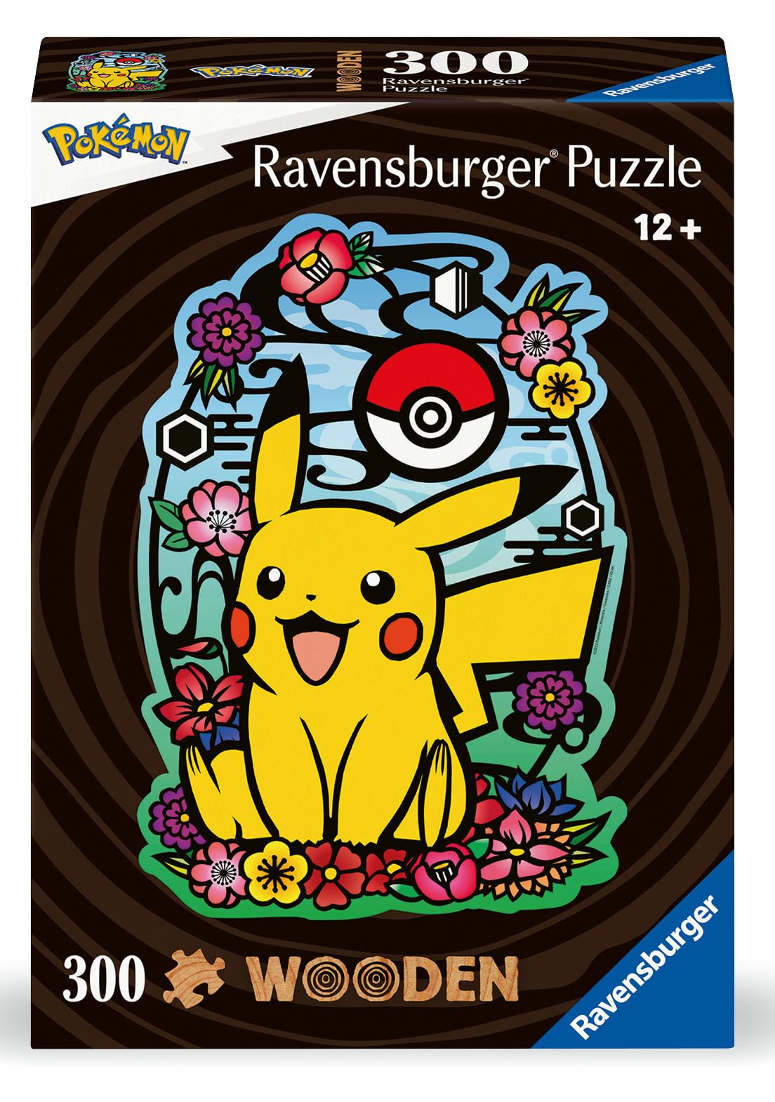 Ravensburger Pokemon Gifts - Pikachu Shaped 300 Piece Wooden Puzzles for Adults and Kids Age 12 Years Up