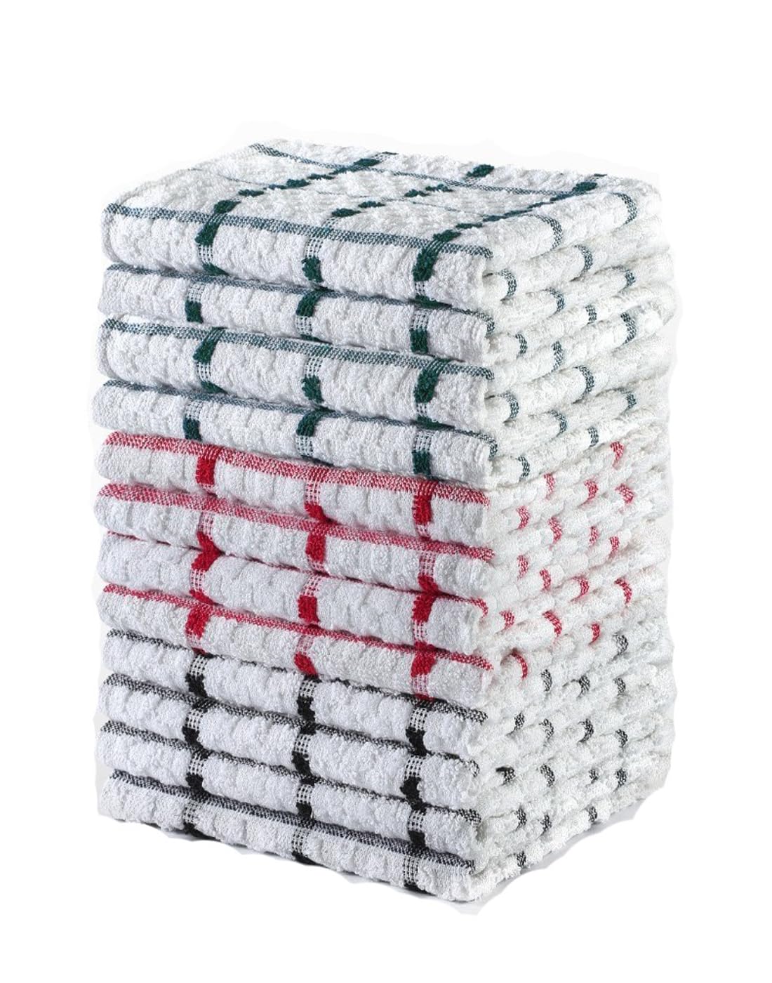 DreamNights Tea Towels Extra Large 70 X 40 cm Kitchen Towels Set - 100% Cotton Terry Towelling Soft Absorbent Lint Free Kitchen Cloth Dish Towels and Bar Towels Assorted Colors (Pack of 12), Blue