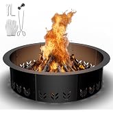 HAIMINA 30 Inch Fire Pit Ring Insert for Garden Patio Backyard | Smokeless Fire Pit Ring for Outside Fire Pit, Carbon Steel Firepit Rim Insert for DIY Fire Pits, Anti-Rust Coating