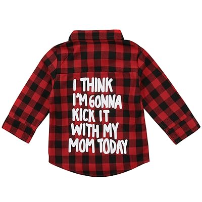 Baby Letters Print Red Plaid Flannel Shirt Long Ghana Ubuy