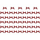 Shapenty Mini Satin Ribbon Bows Flowers Boutique for Sewing Scrapbook Card Making Wedding Christmas Dress Hair Accessories Decoration Crafting, 4x4cm,50PCS (Red)
