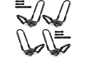 Triclicks J Bar Folding Kayak Roof Rack for Car SUV Truck Heavy-Duty Kayaks Carriers for 2 Kayaks Tool-Free Installation Univ